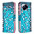 Leather Case Stands Fashionable Pattern Flip Cover Holder B01F for Xiaomi Civi 3 5G Cyan