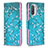 Leather Case Stands Fashionable Pattern Flip Cover Holder B01F for Xiaomi Mi 11i 5G Cyan