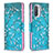 Leather Case Stands Fashionable Pattern Flip Cover Holder B01F for Xiaomi Mi 11X 5G Cyan