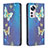 Leather Case Stands Fashionable Pattern Flip Cover Holder B01F for Xiaomi Mi 12 5G Blue