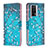 Leather Case Stands Fashionable Pattern Flip Cover Holder B01F for Xiaomi Poco F5 Pro 5G Cyan