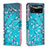 Leather Case Stands Fashionable Pattern Flip Cover Holder B01F for Xiaomi Poco X4 Pro 5G Cyan