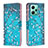 Leather Case Stands Fashionable Pattern Flip Cover Holder B01F for Xiaomi Poco X5 5G Cyan