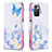 Leather Case Stands Fashionable Pattern Flip Cover Holder B01F for Xiaomi Redmi Note 11 4G (2021) Blue