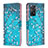 Leather Case Stands Fashionable Pattern Flip Cover Holder B01F for Xiaomi Redmi Note 11 Pro 5G Cyan