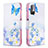 Leather Case Stands Fashionable Pattern Flip Cover Holder B01F for Xiaomi Redmi Note 11 SE 5G Blue