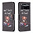 Leather Case Stands Fashionable Pattern Flip Cover Holder B01F for Xiaomi Redmi Note 11E Pro 5G Dark Gray