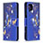 Leather Case Stands Fashionable Pattern Flip Cover Holder B03F for Samsung Galaxy A12 5G Navy Blue