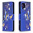 Leather Case Stands Fashionable Pattern Flip Cover Holder B03F for Samsung Galaxy A12 Navy Blue