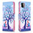 Leather Case Stands Fashionable Pattern Flip Cover Holder B03F for Samsung Galaxy A22 5G Clove Purple