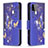 Leather Case Stands Fashionable Pattern Flip Cover Holder B03F for Samsung Galaxy A22 5G Navy Blue