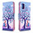 Leather Case Stands Fashionable Pattern Flip Cover Holder B03F for Samsung Galaxy A31 Clove Purple