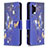 Leather Case Stands Fashionable Pattern Flip Cover Holder B03F for Samsung Galaxy A32 4G Navy Blue