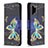 Leather Case Stands Fashionable Pattern Flip Cover Holder B03F for Samsung Galaxy A32 5G Black