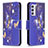 Leather Case Stands Fashionable Pattern Flip Cover Holder B03F for Samsung Galaxy A34 5G Navy Blue