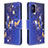 Leather Case Stands Fashionable Pattern Flip Cover Holder B03F for Samsung Galaxy A51 5G Navy Blue