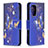 Leather Case Stands Fashionable Pattern Flip Cover Holder B03F for Samsung Galaxy A52s 5G Navy Blue