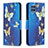 Leather Case Stands Fashionable Pattern Flip Cover Holder B03F for Samsung Galaxy M32 4G Sky Blue