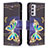 Leather Case Stands Fashionable Pattern Flip Cover Holder B03F for Samsung Galaxy M34 5G Black