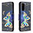 Leather Case Stands Fashionable Pattern Flip Cover Holder B03F for Samsung Galaxy S20 FE 4G Black