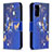 Leather Case Stands Fashionable Pattern Flip Cover Holder B03F for Samsung Galaxy S20 FE 4G Navy Blue