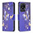 Leather Case Stands Fashionable Pattern Flip Cover Holder B03F for Vivo Y02t Navy Blue