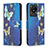 Leather Case Stands Fashionable Pattern Flip Cover Holder B03F for Vivo Y11 (2023) Sky Blue