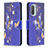 Leather Case Stands Fashionable Pattern Flip Cover Holder B03F for Xiaomi Mi 11i 5G Navy Blue