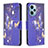 Leather Case Stands Fashionable Pattern Flip Cover Holder B03F for Xiaomi Poco F5 5G Blue