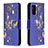 Leather Case Stands Fashionable Pattern Flip Cover Holder B03F for Xiaomi Poco M3 Navy Blue