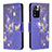 Leather Case Stands Fashionable Pattern Flip Cover Holder B03F for Xiaomi Poco X4 NFC Navy Blue