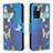 Leather Case Stands Fashionable Pattern Flip Cover Holder B03F for Xiaomi Poco X4 NFC Sky Blue