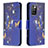 Leather Case Stands Fashionable Pattern Flip Cover Holder B03F for Xiaomi Redmi 10 (2022) Navy Blue