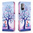 Leather Case Stands Fashionable Pattern Flip Cover Holder B03F for Xiaomi Redmi Note 10 5G Clove Purple