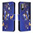 Leather Case Stands Fashionable Pattern Flip Cover Holder B03F for Xiaomi Redmi Note 10 5G Navy Blue