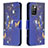 Leather Case Stands Fashionable Pattern Flip Cover Holder B03F for Xiaomi Redmi Note 11 4G (2021) Navy Blue
