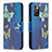 Leather Case Stands Fashionable Pattern Flip Cover Holder B03F for Xiaomi Redmi Note 11 4G (2021) Sky Blue