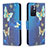 Leather Case Stands Fashionable Pattern Flip Cover Holder B03F for Xiaomi Redmi Note 11 5G Sky Blue