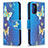 Leather Case Stands Fashionable Pattern Flip Cover Holder B03F for Xiaomi Redmi Note 11 SE India 4G Sky Blue