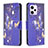 Leather Case Stands Fashionable Pattern Flip Cover Holder B03F for Xiaomi Redmi Note 12 Explorer Navy Blue