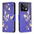 Leather Case Stands Fashionable Pattern Flip Cover Holder B03F for Xiaomi Redmi Note 13 5G Navy Blue