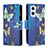 Leather Case Stands Fashionable Pattern Flip Cover Holder B04F for OnePlus Nord N20 5G Blue