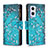 Leather Case Stands Fashionable Pattern Flip Cover Holder B04F for OnePlus Nord N20 5G Cyan