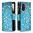 Leather Case Stands Fashionable Pattern Flip Cover Holder B04F for OnePlus Nord N200 5G Cyan