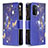 Leather Case Stands Fashionable Pattern Flip Cover Holder B04F for OnePlus Nord N200 5G Navy Blue