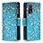 Leather Case Stands Fashionable Pattern Flip Cover Holder B04F for Oppo A16 Cyan