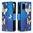 Leather Case Stands Fashionable Pattern Flip Cover Holder B04F for Oppo A54 4G Blue