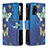 Leather Case Stands Fashionable Pattern Flip Cover Holder B04F for Oppo A74 4G Blue