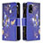 Leather Case Stands Fashionable Pattern Flip Cover Holder B04F for Oppo A74 4G Navy Blue