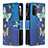 Leather Case Stands Fashionable Pattern Flip Cover Holder B04F for Oppo A93 5G Blue